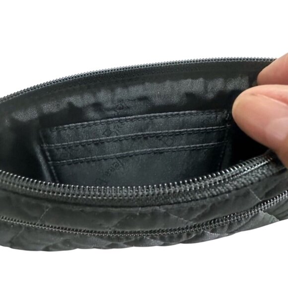 Vera Bradley Black Quilted Wristlet Clutch With Zipper Closure - Picture 2 of 7